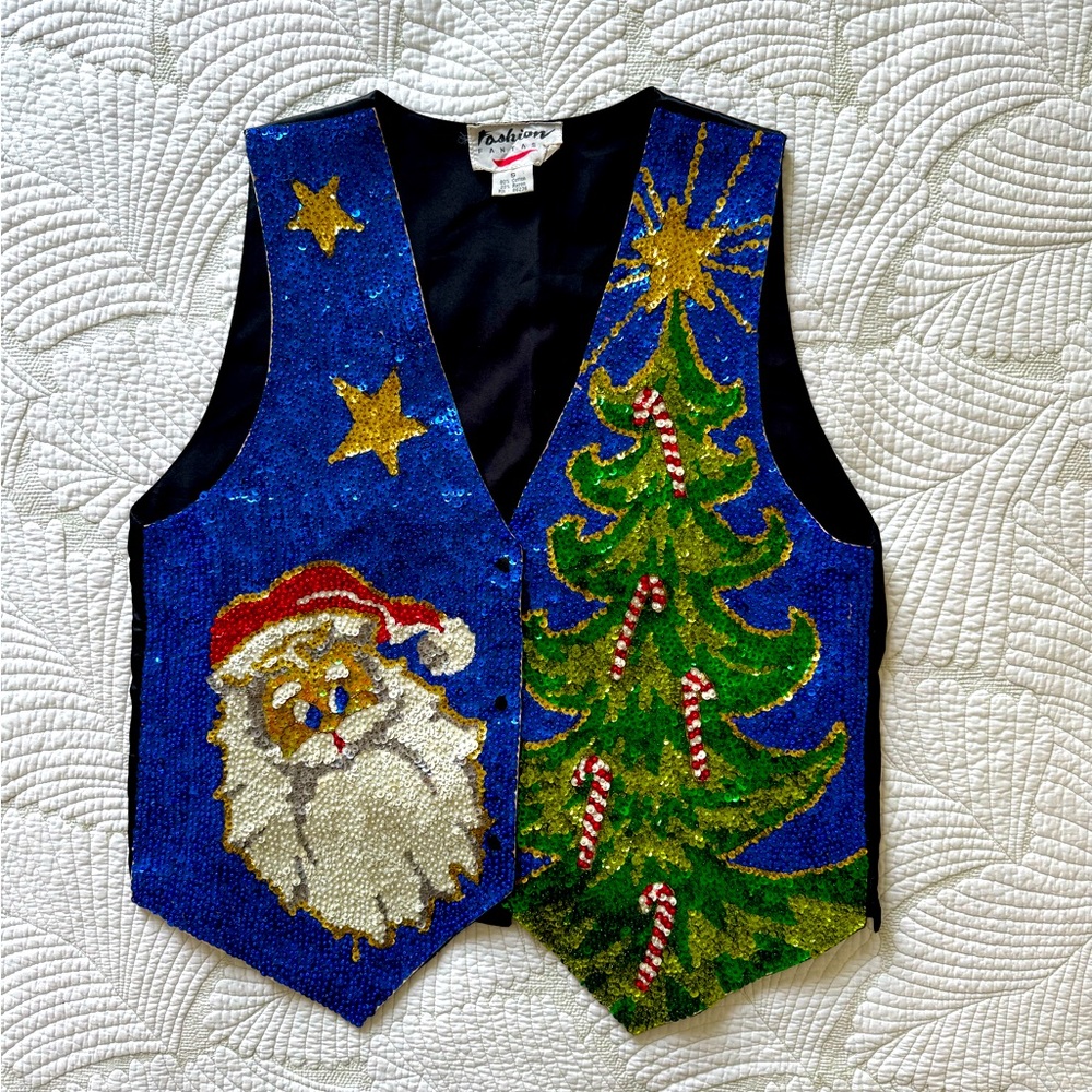 Kitsch Sequin Christmas Vintage Vest Size S